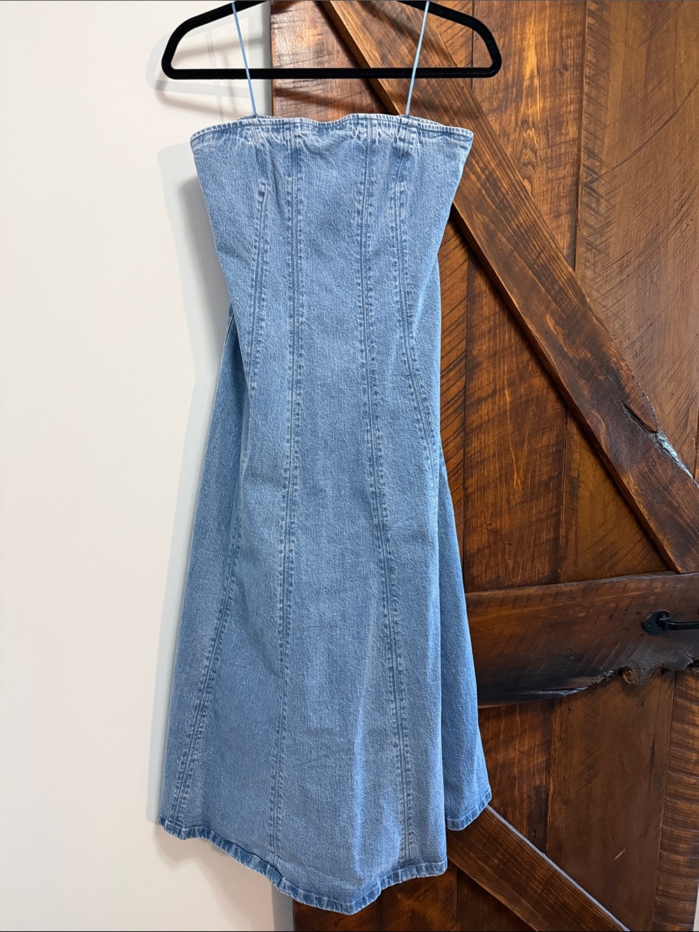 NWT Abercrombie & Fitch Light Blue Denim Strapless Dress - Picture 4 of 6